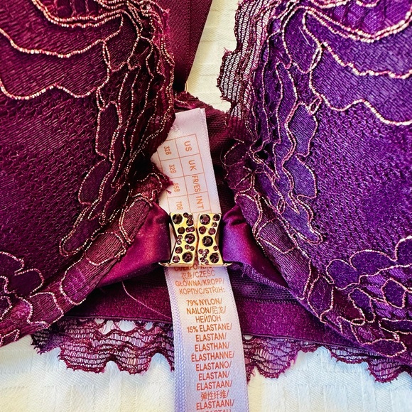 Savage X Fenty Late Night Purple ROMANTIC CORDED LACE PUSH-UP BRA & Garter Skirt - Picture 8 of 15